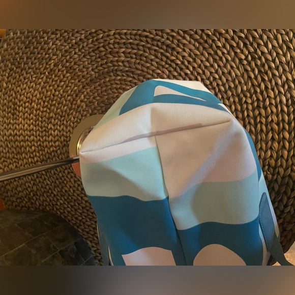 Bally-EUC- Stylish Teal and White Tote Bag - Like New - Picture 10 of 12